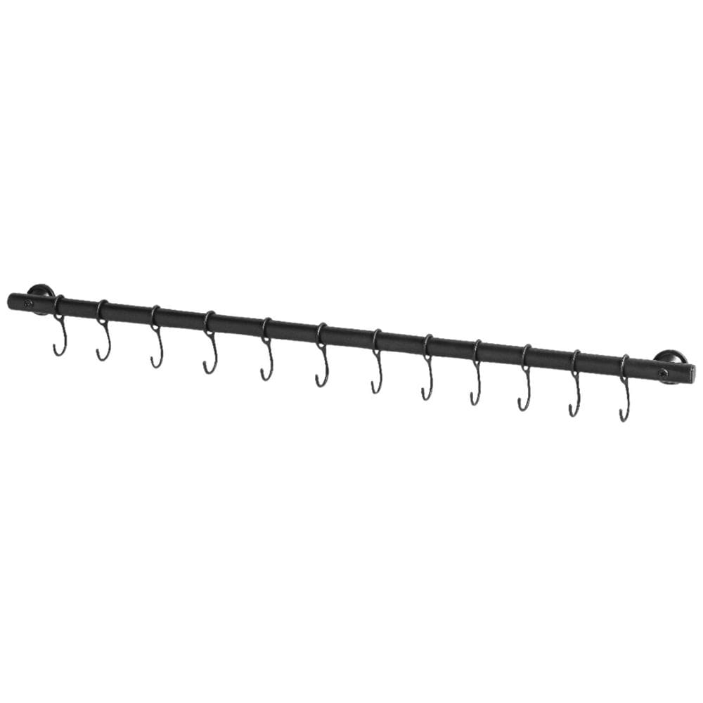 Porta Utensílios E Talheres 50cm Com 8 Ganchos Preto FS