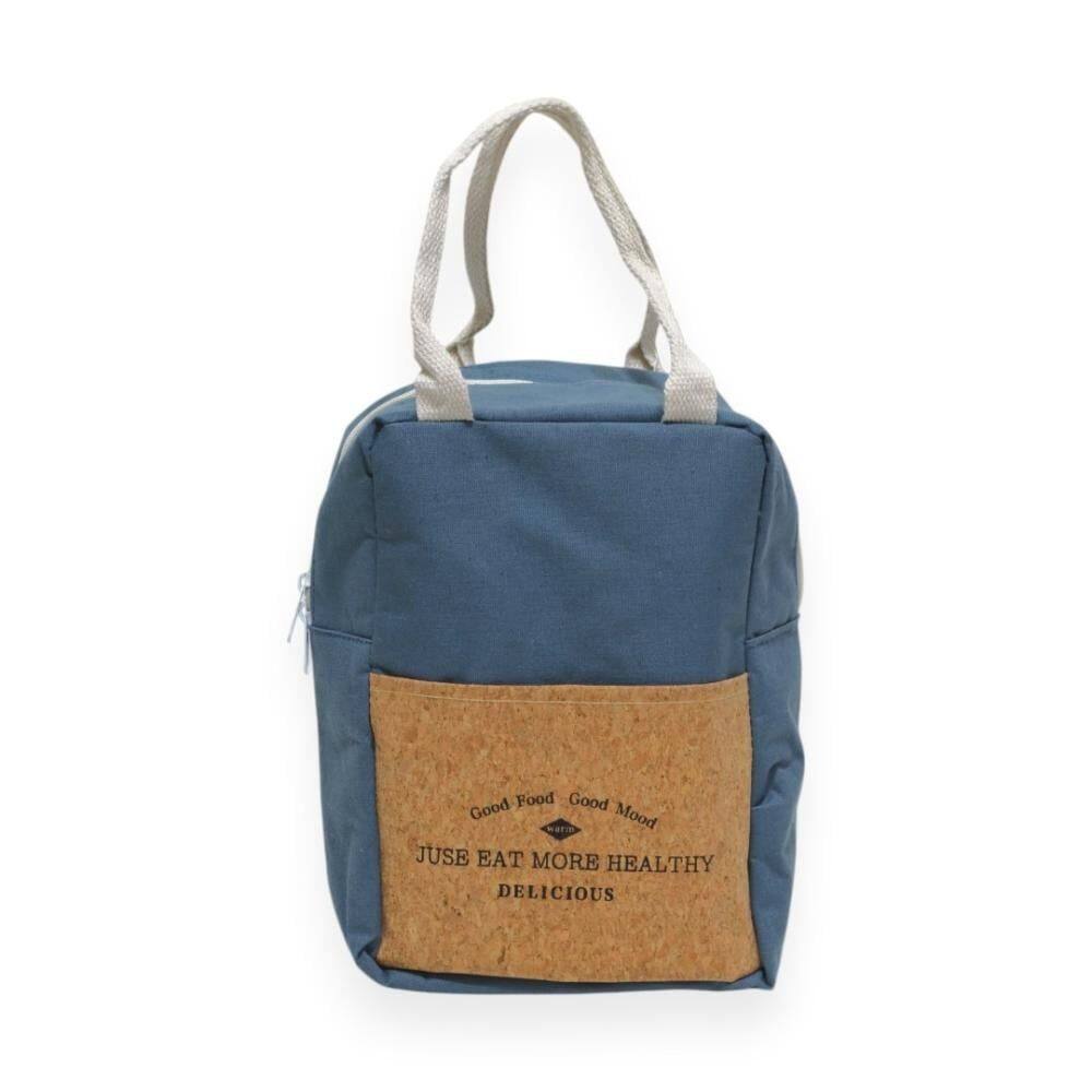 Bolsa Termica Azul Lancheira Porta Marmita Com Alça e Bolso na Frente 20 X 27 X 17cm Rio Home