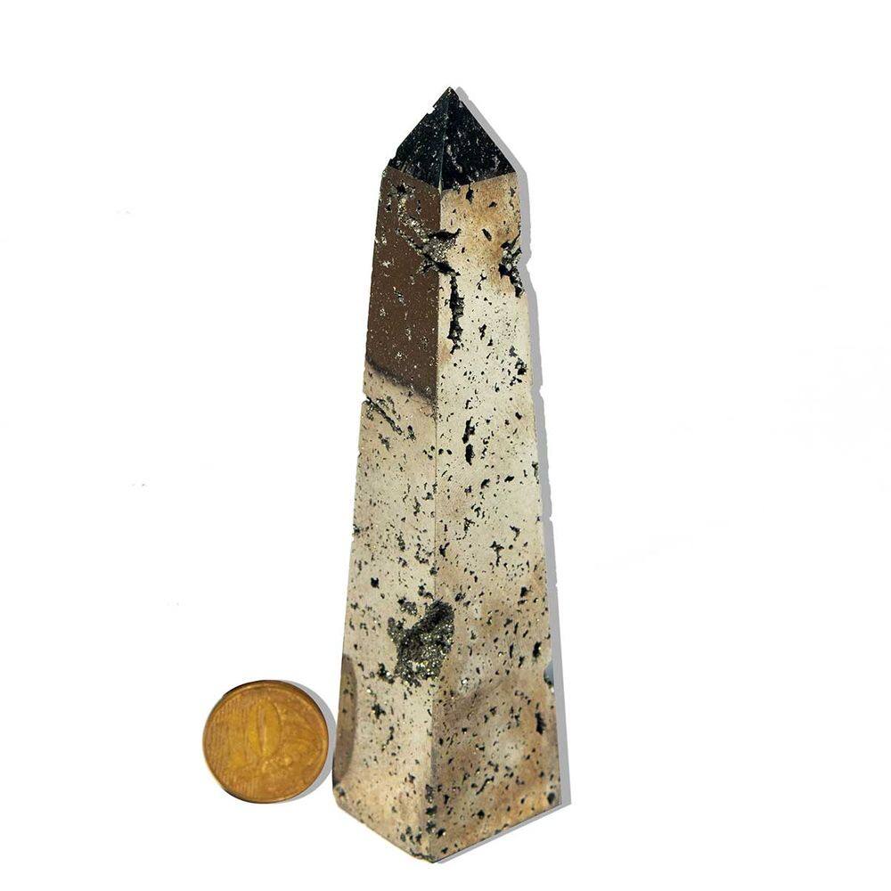 Obelisco Pirita Peruana Lapidado Média 110g 9 a 11cm Tipo B