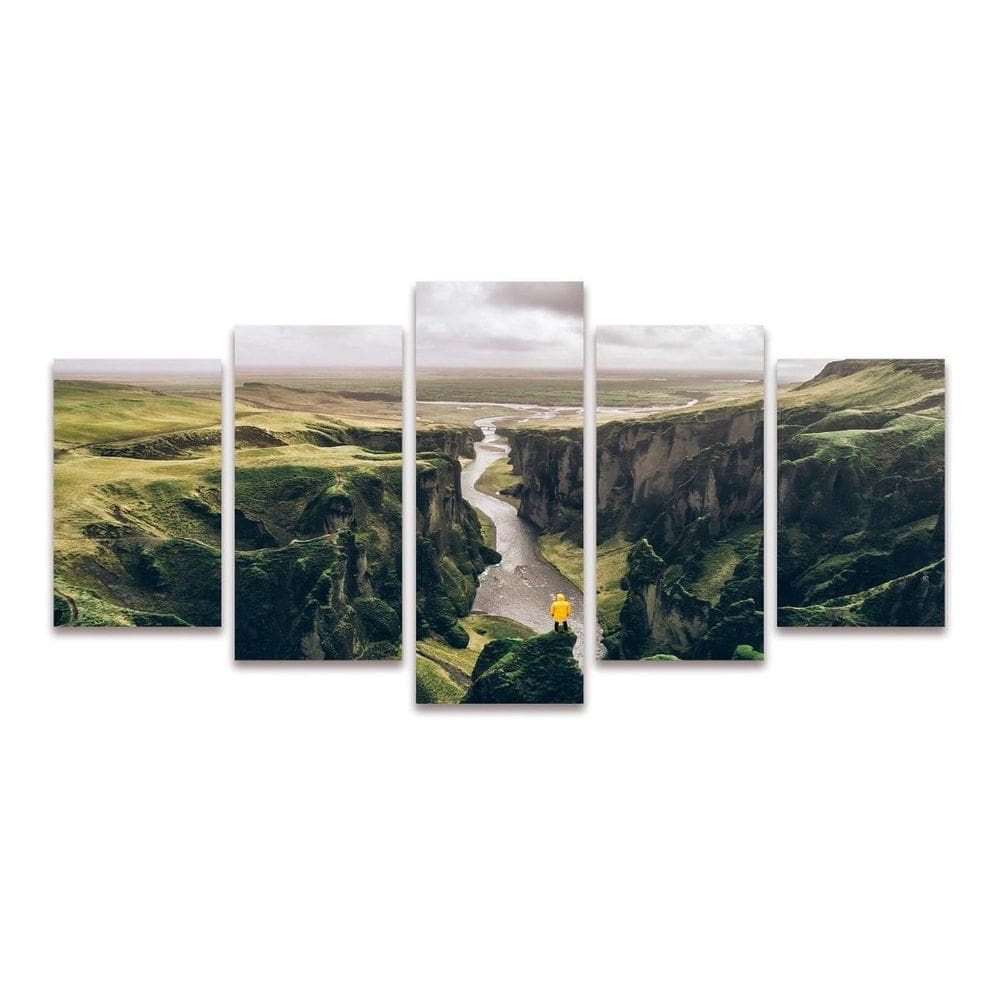 Kit Quadros Mosaico Decorativo Sala Montanha Rio Natureza