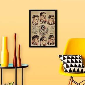 Quadro Vintage Hair Men`S Style 24X18 Com Vidro - Preta
