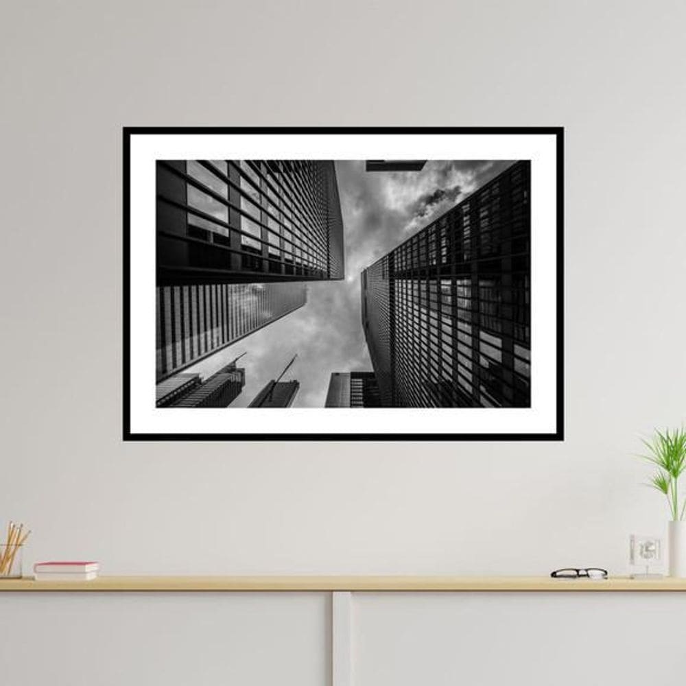 Quadro Fotografia Prédio - Preto E Branco 24X18Cm