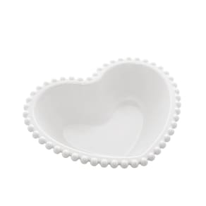 Saladeira De Porcelana Bon Gourmet Coração Beads Branco 18cm