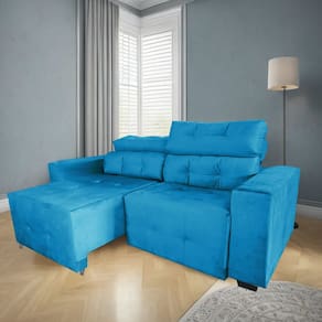 Sofá Retrátil e Reclinável Berlin Sala Quarto 2,00 Turquesa