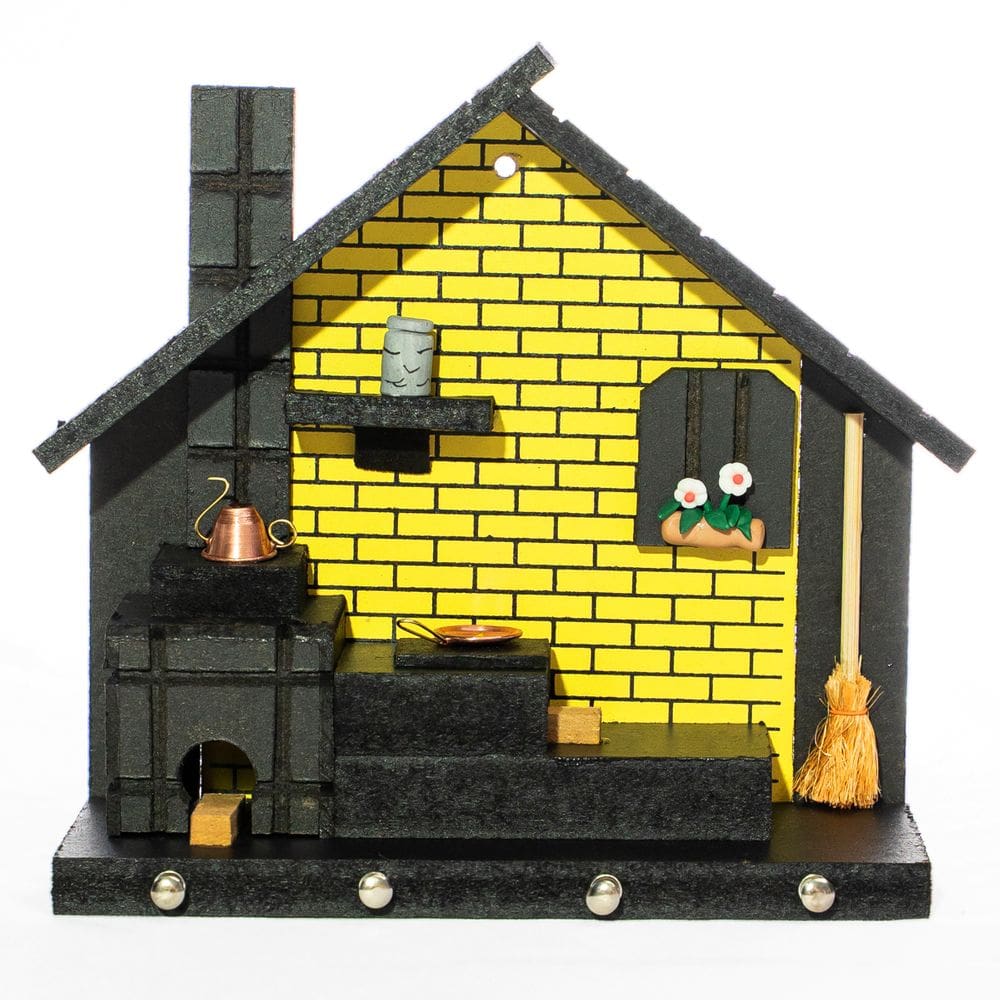 Porta Chaves de Parede Casinha Mineira Artesanal G Amarelo