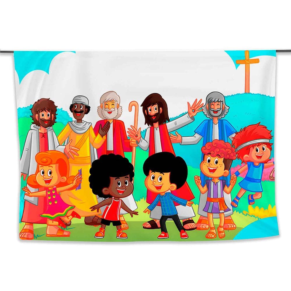 Painel de Festa Retangular 3 Palavrinhas 4,50x2,80 Metros - Fera Print