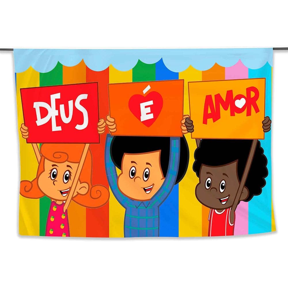 Painel de Festa Retangular 3 Palavrinhas 4,50x3,00 Metros - Fera Print