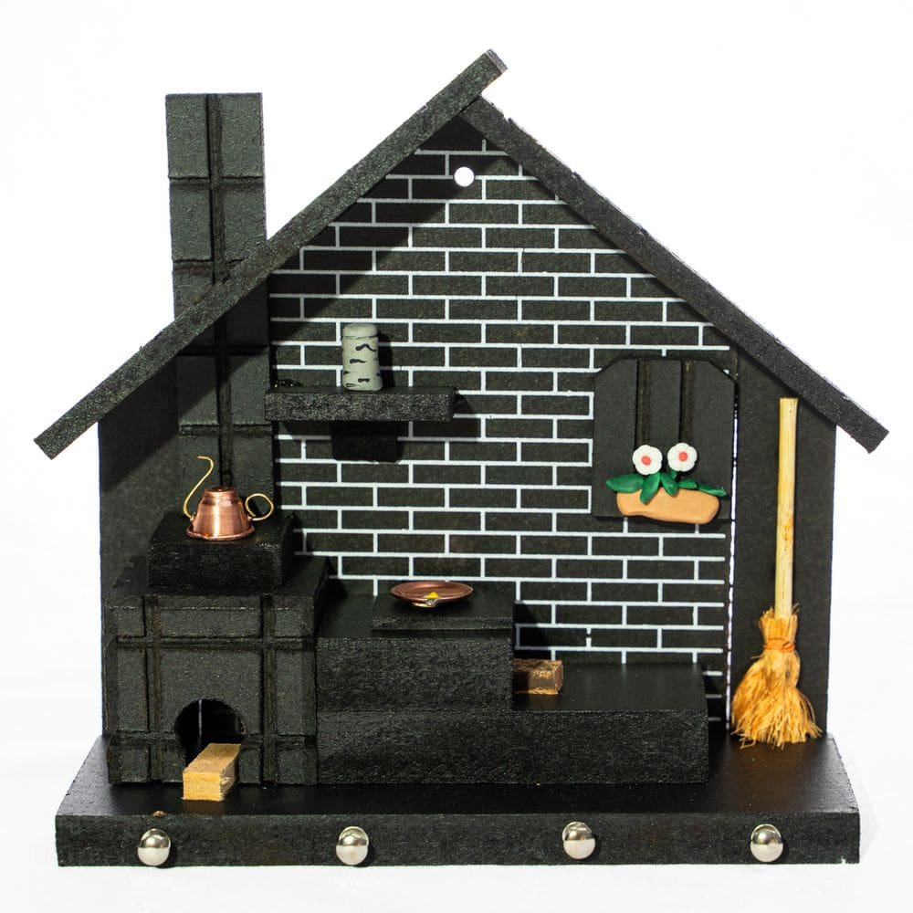 Porta Chaves de Parede Casinha Mineira Artesanal G Preto