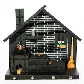 Porta Chaves de Parede Casinha Mineira Artesanal G Preto