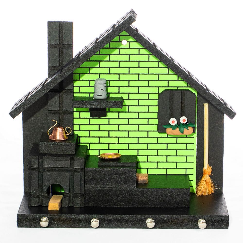 Porta Chaves de Parede Casinha Mineira Artesanal G Verde