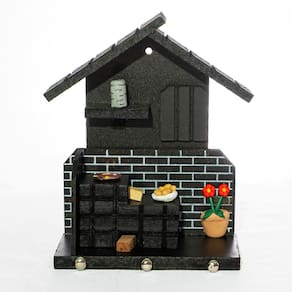 Porta Chaves de Madeira Casinha Mineira Decoração P Preto