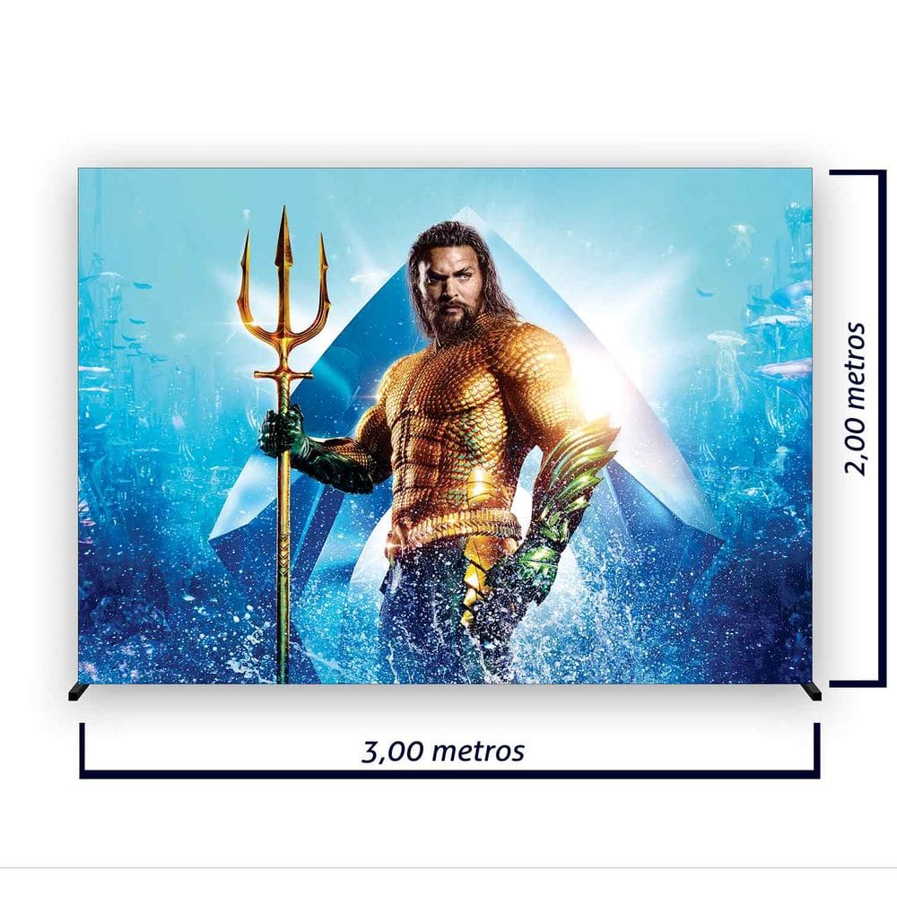 Painel de Festa Retangular Aquaman Várias Medidas - Fera Print