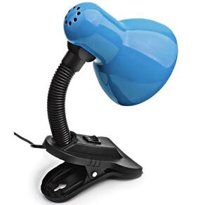 Luminária De Mesa Com Presilha Articulada Azul Entrada E27 Bivolt Para Escritório