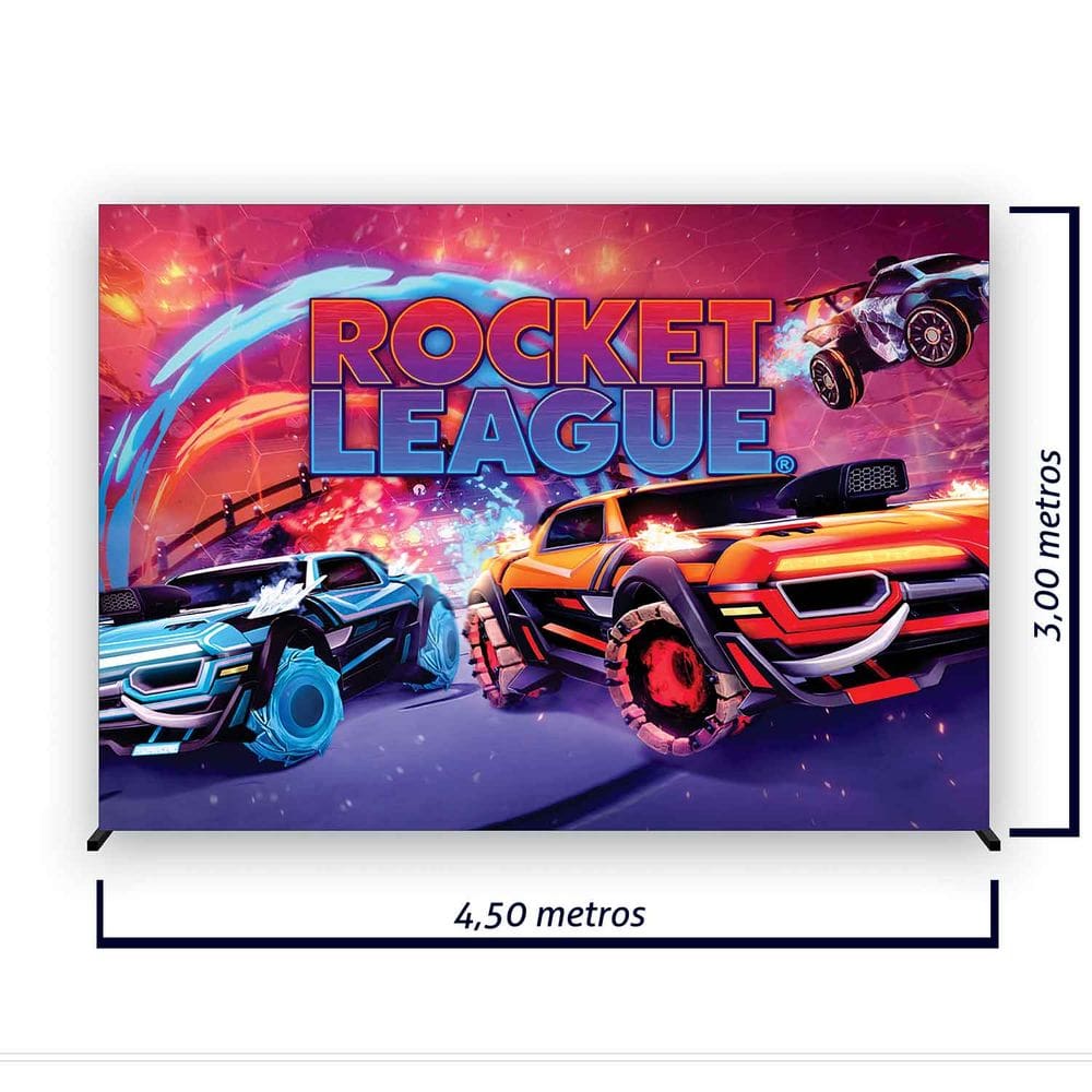 Painel de Festa Retangular Rocket League 4,50x3,00 metros - Fera Print