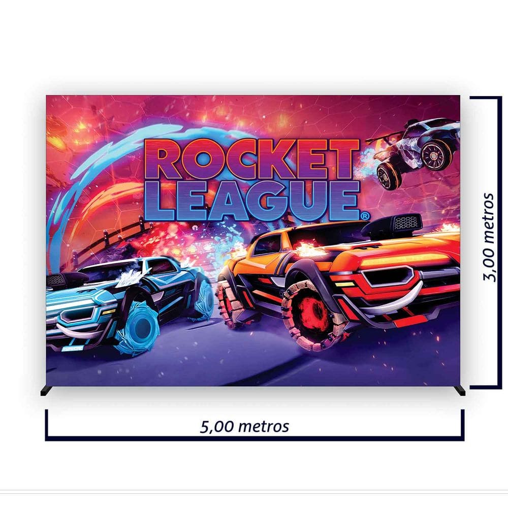 Painel de Festa Retangular Rocket League 5,00x3,00 metros - Fera Print