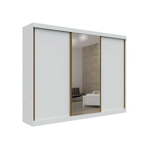 Guarda Roupa Casal com Espelho 3 Portas 6 Gavetas - San Marino-Branco - Leifer Móveis