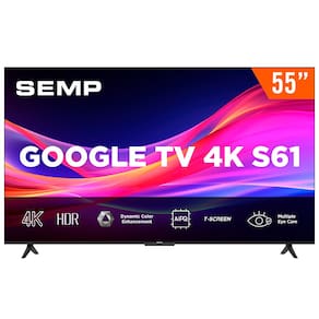 Smart TV 55" Google TV LED Ultra HD 4K Semp 55S61 3 HDMI 1 USB Bluetooth HDR10 Bivolt