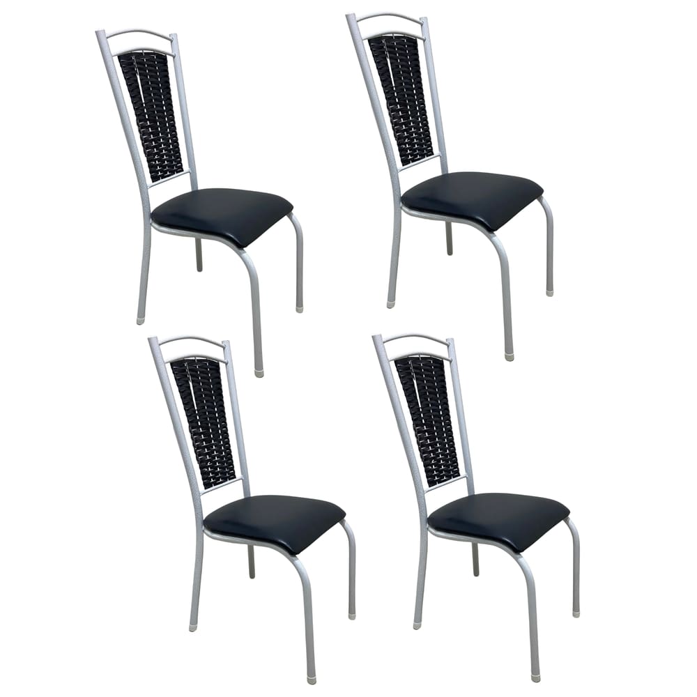 4 Cadeira Paris Cozinha Assento Estofado Estrutura Aço Super Resistente