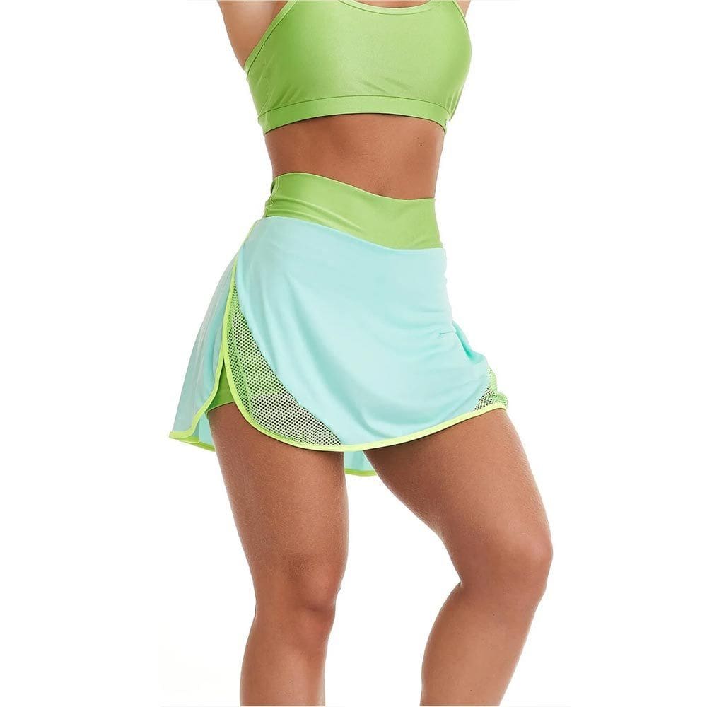 Short Saia Caju Brasil Fun Verde Feminino Fitness Academia