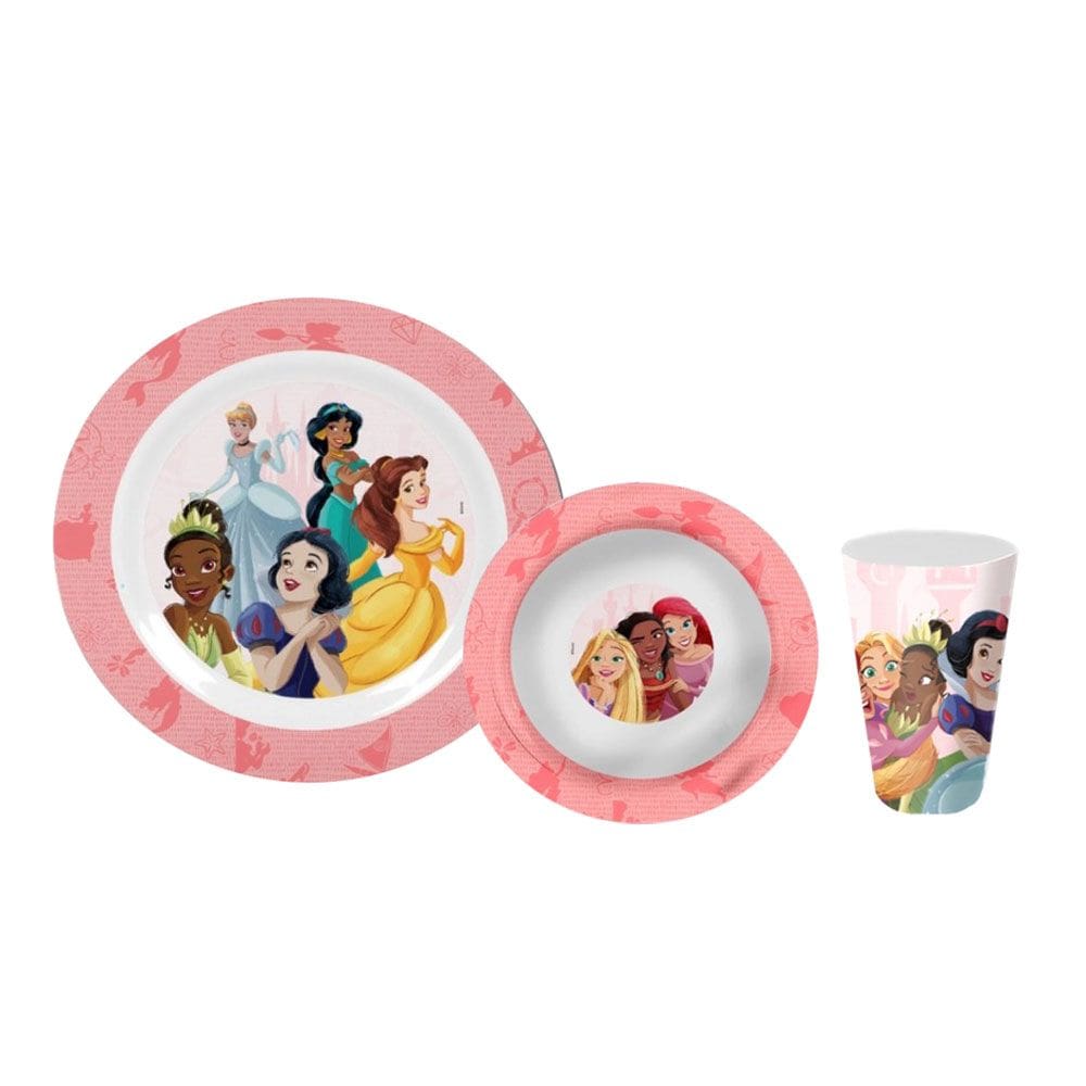 Prato Tigela e Copo Jogo Infantil Refeiçao Bebe Princesas
