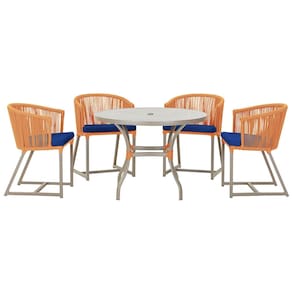Mesa com 4 Cadeiras de Jantar Roma 100cm e Noronha em Aluminío
