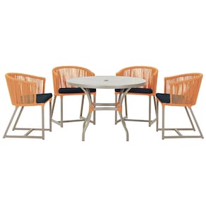 Mesa com 4 Cadeiras de Jantar Roma 100cm e Noronha em Aluminío