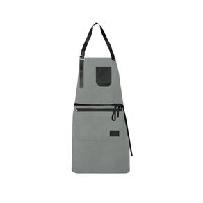 Avental Cinza e Couro Preto Barista Barbearia Chef Cozinha 1un