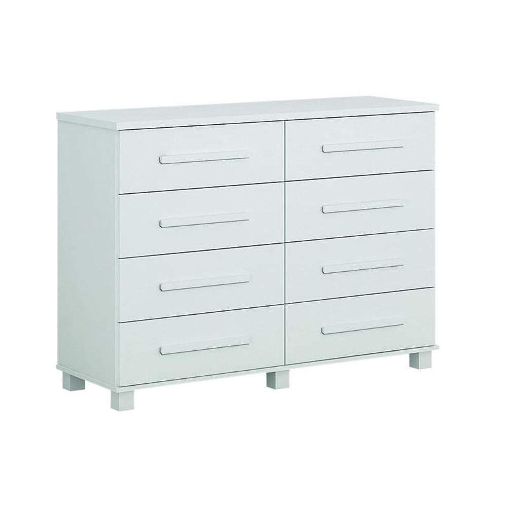 Cômoda para Quarto 8 Gavetas - San Marino-Branco - Móveis Leifer