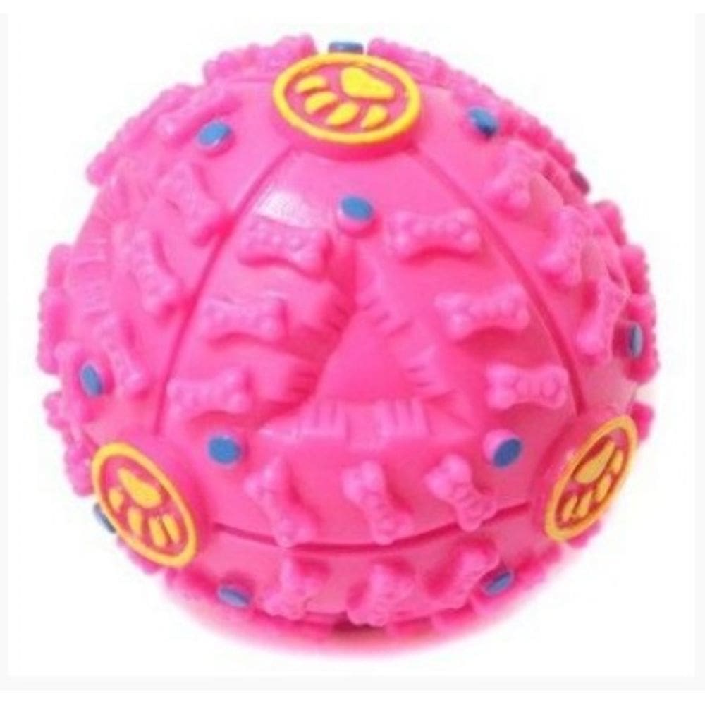 Bolinha Petisco Interativo Cachorro Com Apito Grande Rosa