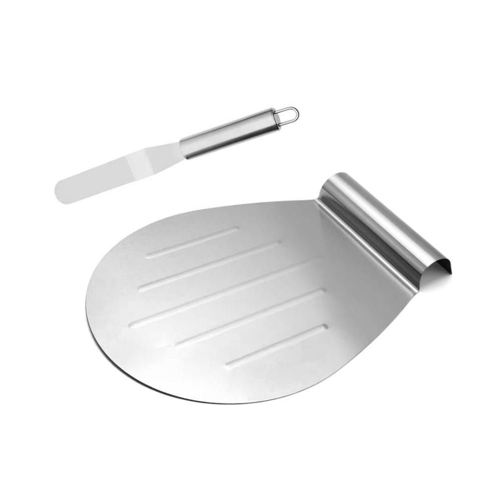 Espatula Salva Bolo e Curva Aço Inox Base Placa Redonda
