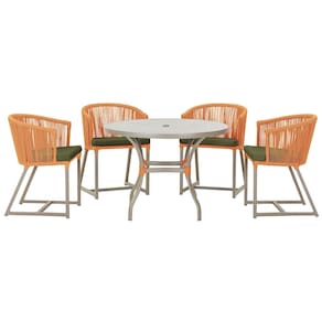 Mesa com 4 Cadeiras de Jantar Roma 100cm e Noronha em Aluminío