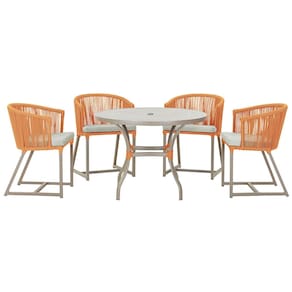 Mesa com 4 Cadeiras de Jantar Roma 100cm e Noronha em Aluminío