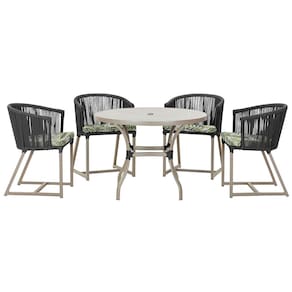 Mesa com 4 Cadeiras de Jantar Roma 100cm e Noronha em Aluminío
