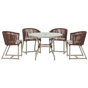 Mesa com 4 Cadeiras de Jantar Roma 100cm e Noronha em Aluminío