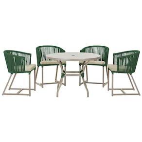 Mesa com 4 Cadeiras de Jantar Roma 100cm e Noronha em Aluminío