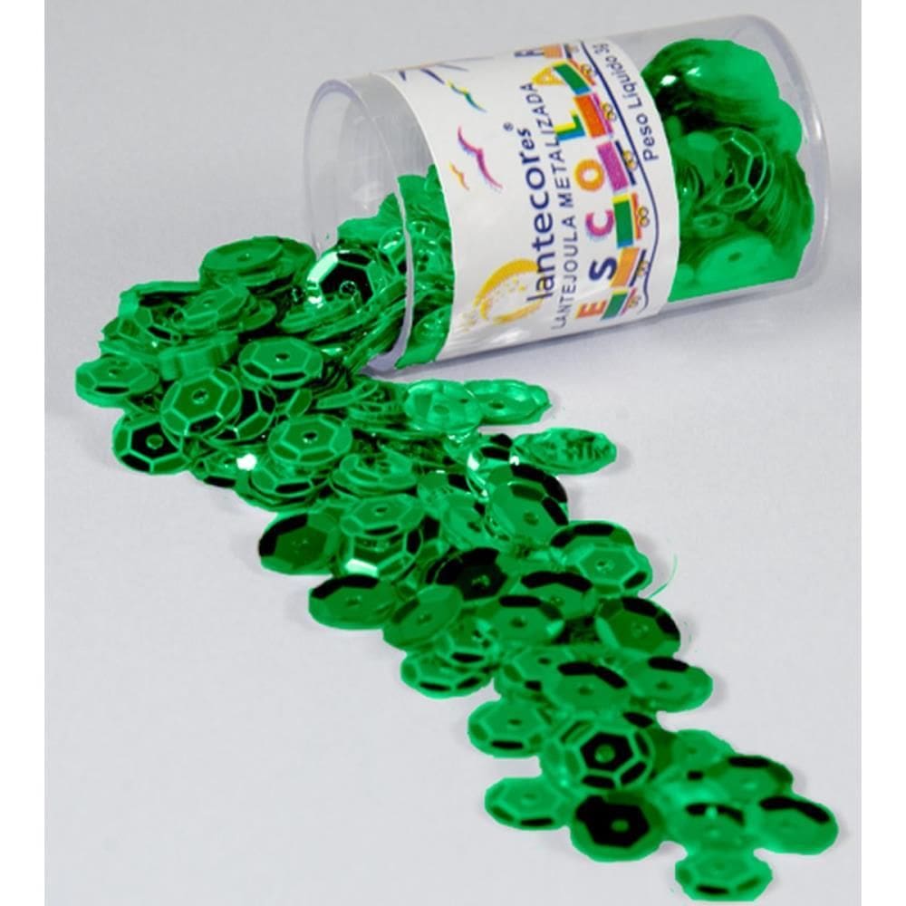 Lantejoula Metalizada Verde Bandeira 10mm 12 Potes 2gr