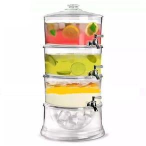 Dispenser De Suco Triplo Suqueira Tanque Grande Multiuso Agua Drink Empilhavel Eventos Festa Casamento Luxo 3 Torneiras
