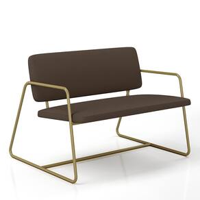 Namoradeira Estofada Sintra Industrial Dourado/suede Marrom - M.a
