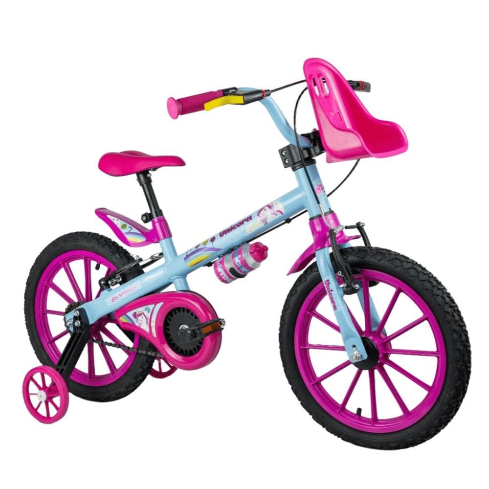 Bicicleta Infantil Menina Aro 16 Unicórnio com Cestinha