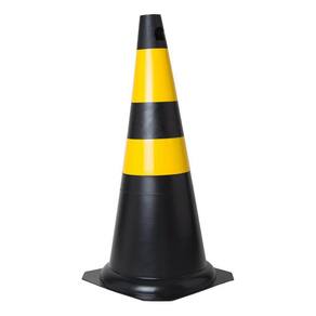 Kit Com 05 Cones Em Pvc Rígido 75Cm Preto E Amarelo