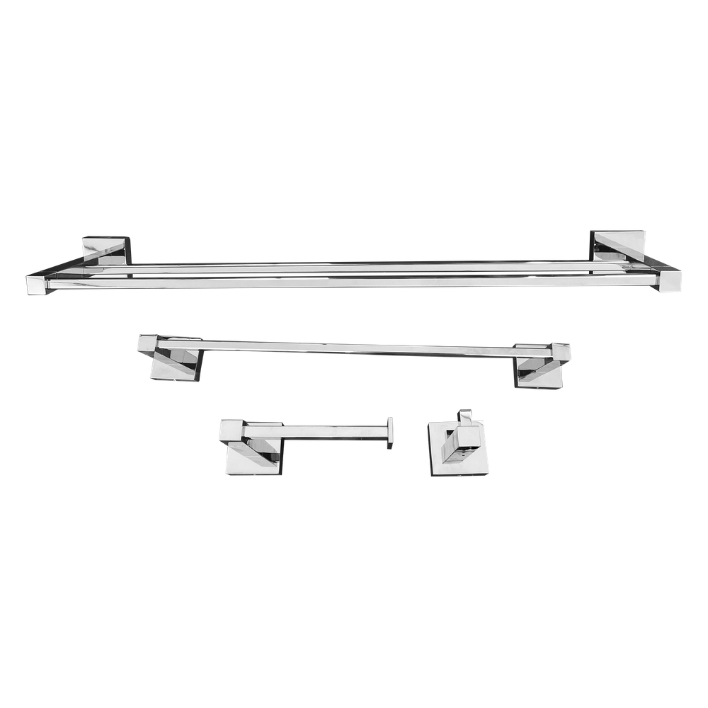 Kit Papeleira Cabide Toalheiro Duplo 60Cm Toalheiro 45Cm