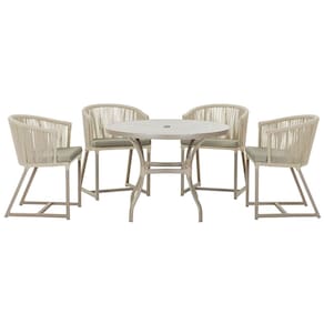 Mesa com 4 Cadeiras de Jantar Roma 100cm e Noronha em Aluminío
