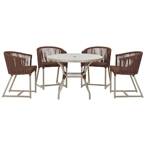 Mesa com 4 Cadeiras de Jantar Roma 100cm e Noronha em Aluminío