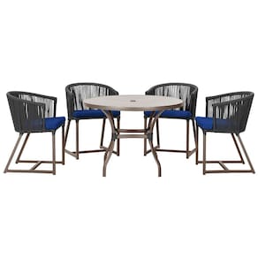 Mesa com 4 Cadeiras de Jantar Roma 100cm e Noronha em Aluminío