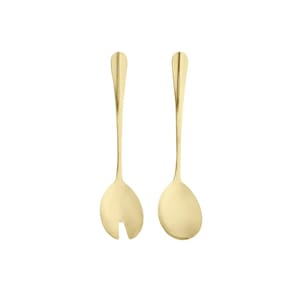 Colher e Garfo Jogo Salada Aço Inox Dourado Positano 2un