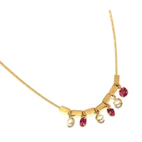 Corrente Colar Rabo de Rato Com Cristais Folheado Ouro 18k