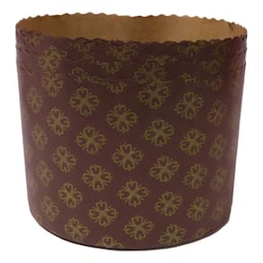 Forma Panetone Marrom Fiori Ouro 100g c/10 - Ecopack