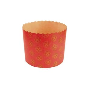 Forma Panetone Vermelho Fiori Ouro 100g c/10 - Ecopack