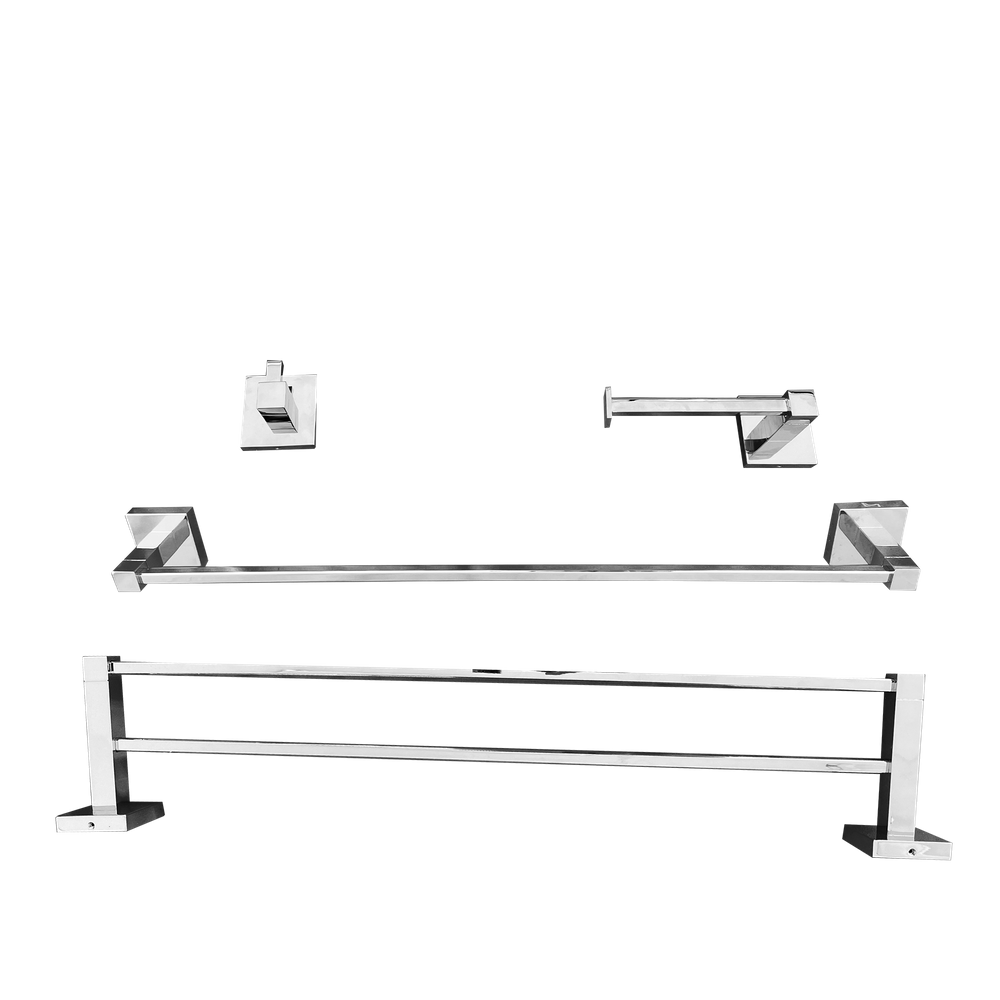 Kit Papeleira Cabide Toalheiro Duplo 60Cm Toalheiro 60Cm