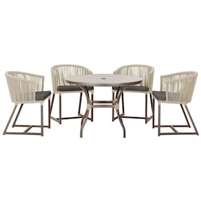 Mesa com 4 Cadeiras de Jantar Roma 100cm e Noronha em Aluminío